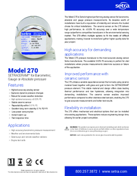 Thumbnail of document Data Sheet - 270 Barometric Pressure Transducer